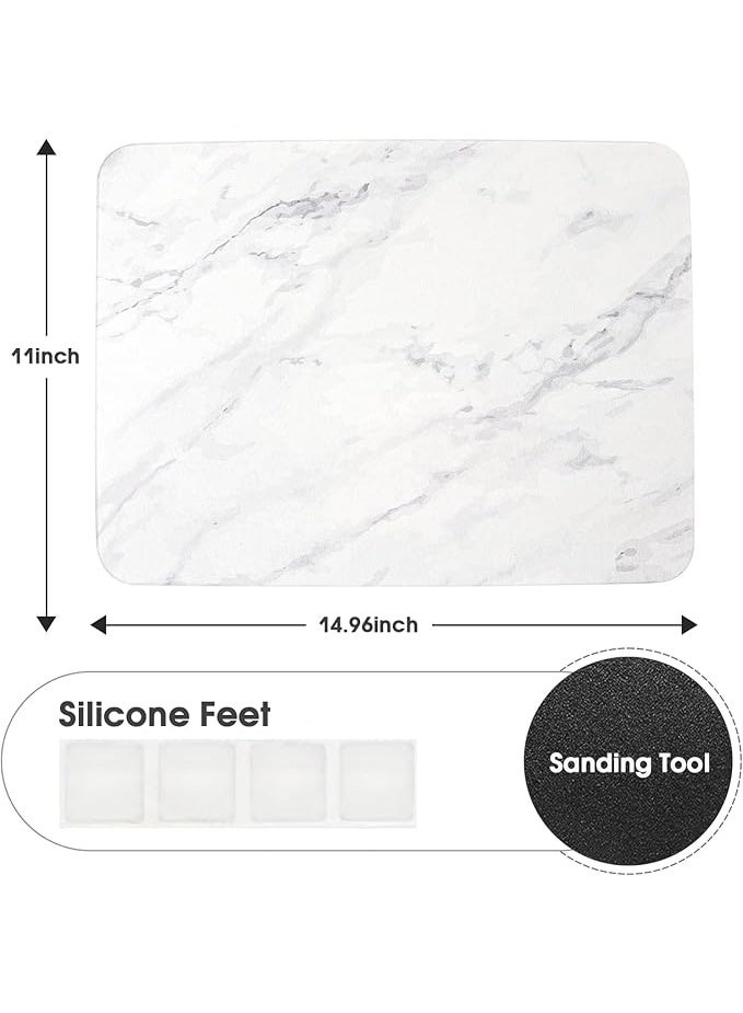 Water Absorbing Stone Dish Drying Mats for Kitchen Counter, Quick Dry Diatomaceous Earth Sink Tray Mat for Dish Bottles Cups, Bathrooms Multi-Room Use - Image 5